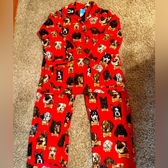 Ladies Cozy Dog Print Flannel Pajamas - Picture 2 of 6